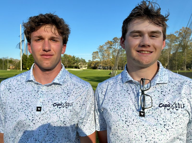 Cape Henlopen seniors Kingston Davis, left, and Chad Hughey have both earned medalist honors during the Vikings’ golf matches this season. FRITZ SCHRANCK PHOTOS